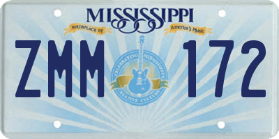 MS license plate ZMM172