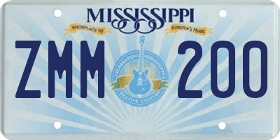 MS license plate ZMM200