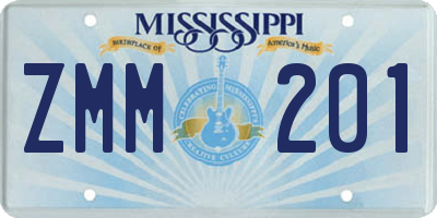 MS license plate ZMM201