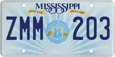 MS license plate ZMM203