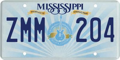 MS license plate ZMM204