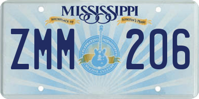 MS license plate ZMM206