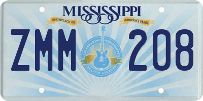 MS license plate ZMM208