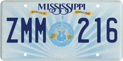 MS license plate ZMM216