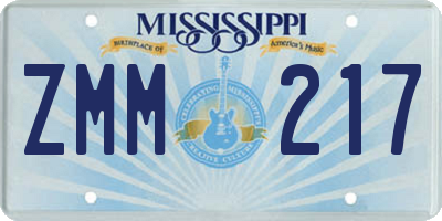 MS license plate ZMM217