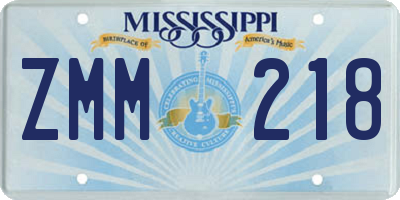 MS license plate ZMM218