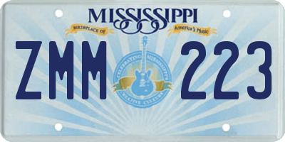 MS license plate ZMM223