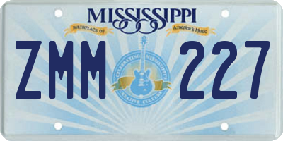 MS license plate ZMM227