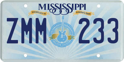 MS license plate ZMM233