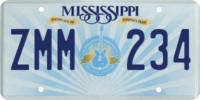 MS license plate ZMM234