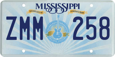 MS license plate ZMM258