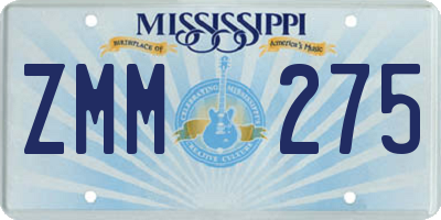 MS license plate ZMM275