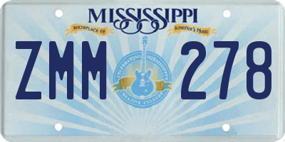MS license plate ZMM278