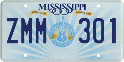 MS license plate ZMM301