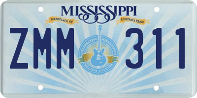 MS license plate ZMM311