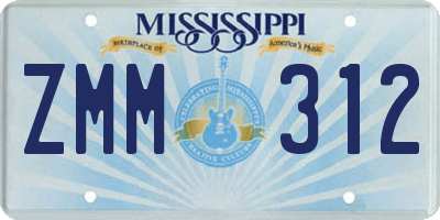 MS license plate ZMM312
