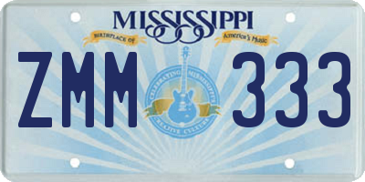 MS license plate ZMM333