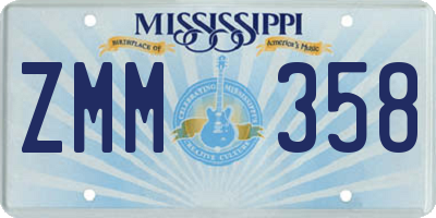 MS license plate ZMM358