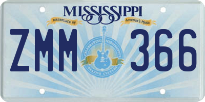 MS license plate ZMM366