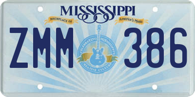 MS license plate ZMM386