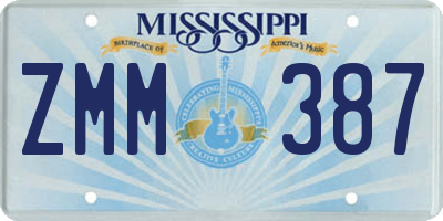 MS license plate ZMM387