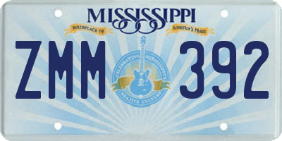 MS license plate ZMM392