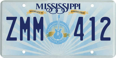 MS license plate ZMM412