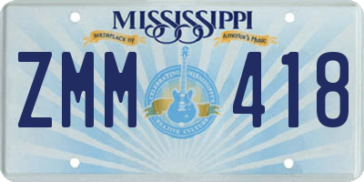 MS license plate ZMM418