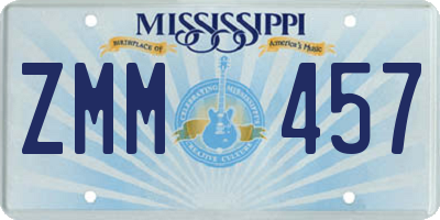 MS license plate ZMM457