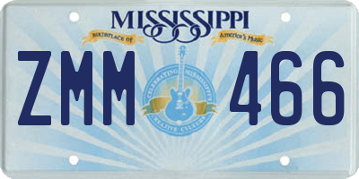 MS license plate ZMM466