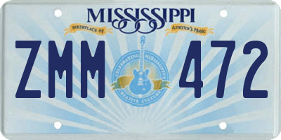 MS license plate ZMM472
