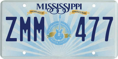 MS license plate ZMM477