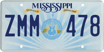 MS license plate ZMM478