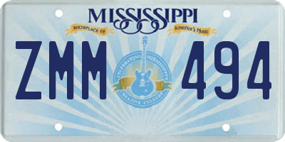 MS license plate ZMM494