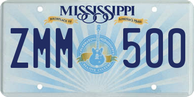 MS license plate ZMM500