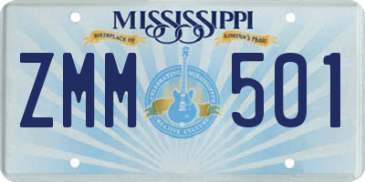 MS license plate ZMM501