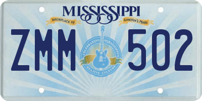 MS license plate ZMM502