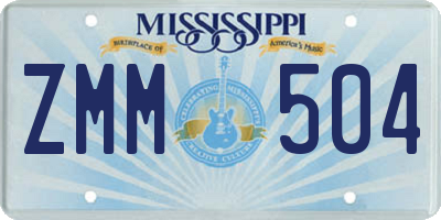 MS license plate ZMM504
