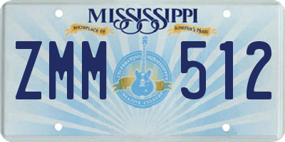 MS license plate ZMM512