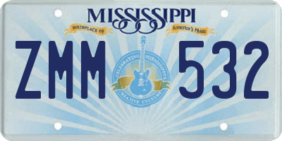 MS license plate ZMM532