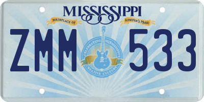 MS license plate ZMM533