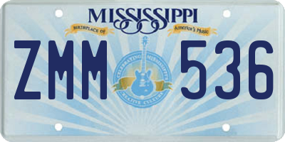 MS license plate ZMM536