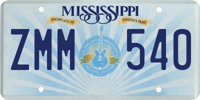 MS license plate ZMM540