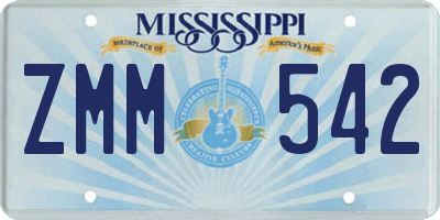 MS license plate ZMM542