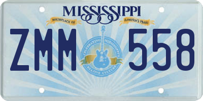 MS license plate ZMM558