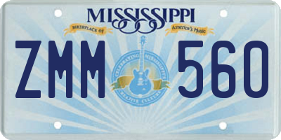 MS license plate ZMM560