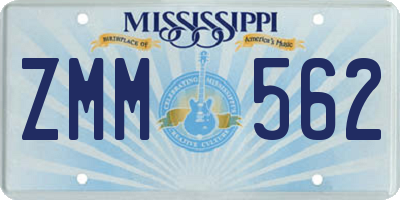 MS license plate ZMM562