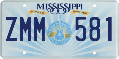 MS license plate ZMM581