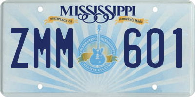 MS license plate ZMM601