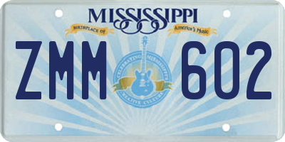 MS license plate ZMM602